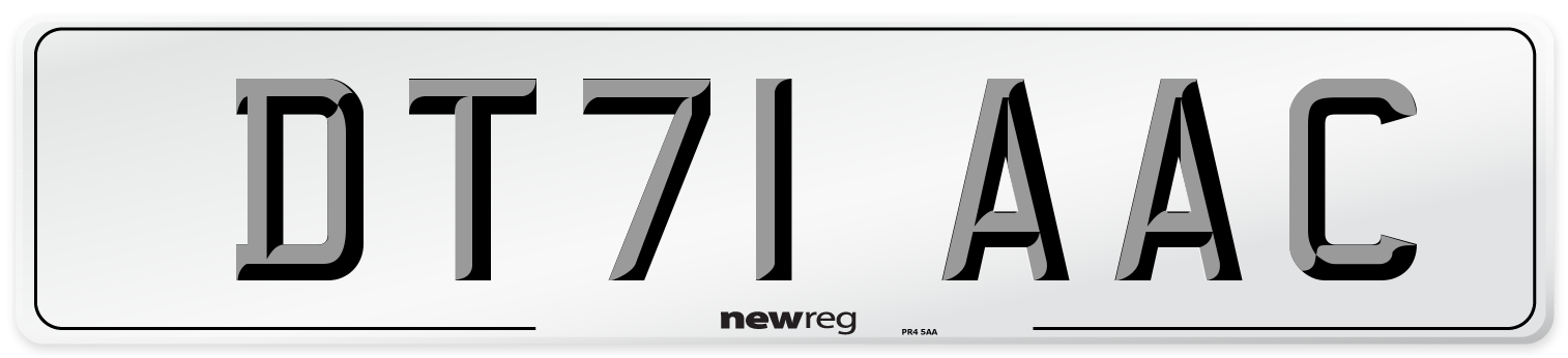 DT71 AAC Number Plate from New Reg